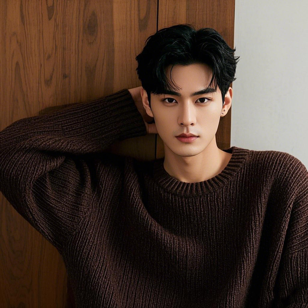 美式复古咖色圆领毛衣男秋冬纯色百搭长袖内搭休闲慵懒套头针织衫